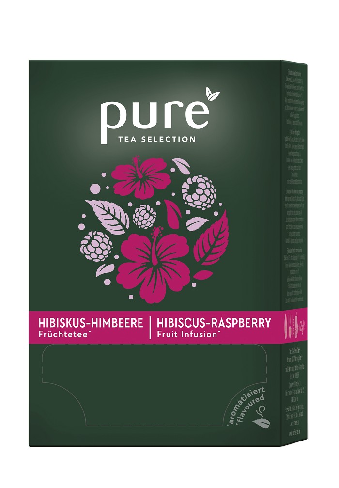 PURE Tea Selection Ovocný čaj malina a ibišek 25 hedvábných pyramidových sáčků