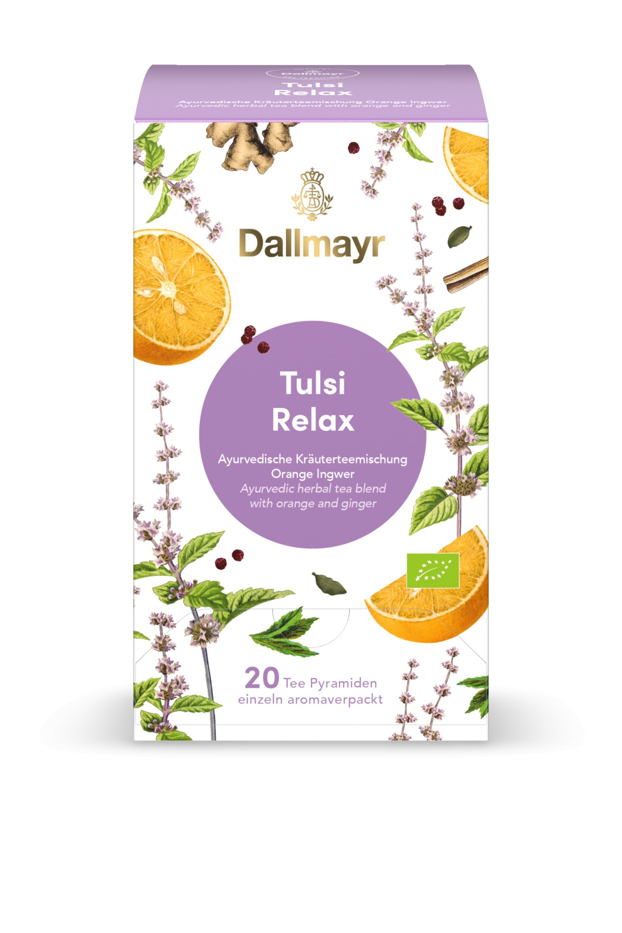 Dallmayr Ajurvédský čaj TULSI RELAX - Zázvor - Pomeranč 20 pyramidových sáčků