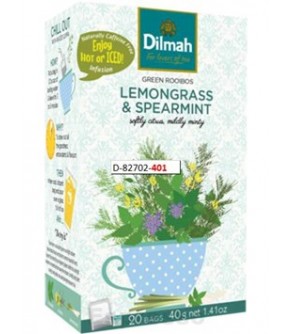 Dilmah Lemongrass & Spearmint, zelený rooibos, citrónová tráva a máta, 20x2g
